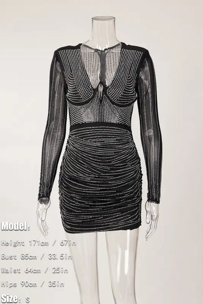 Sparkly Underwire Rhinestone Mini Dress - Dresses