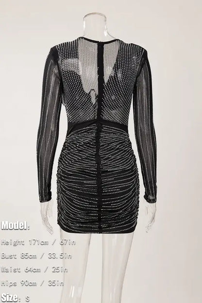 Sparkly Underwire Rhinestone Mini Dress - Dresses