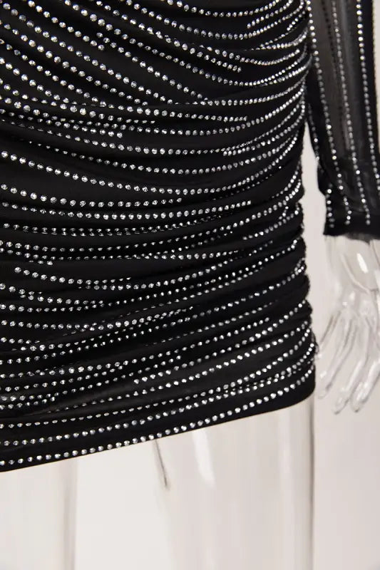 Sparkly Underwire Rhinestone Mini Dress - Dresses