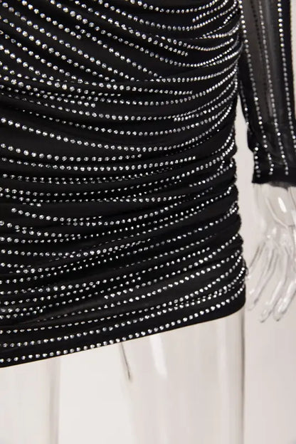 Sparkly Underwire Rhinestone Mini Dress - Dresses