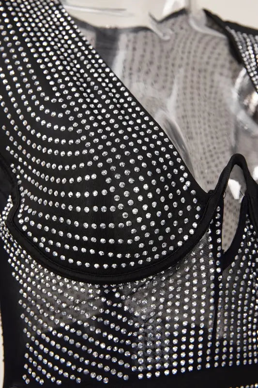 Sparkly Underwire Rhinestone Mini Dress - Dresses