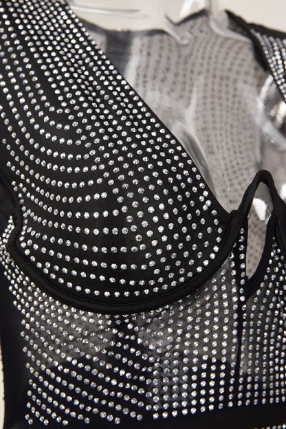 Sparkly Underwire Rhinestone Mini Dress - Dresses