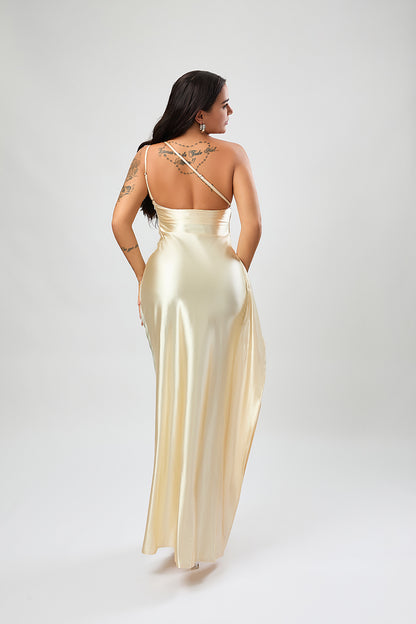 Satin Siren One-Shoulder Maxi Dress